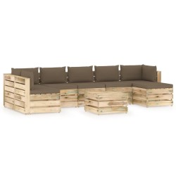 8-tlg. Garten-Lounge-Set mit Kissen Grün Imprägniertes Holz