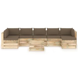 8-tlg. Garten-Lounge-Set mit Kissen Grün Imprägniertes Holz