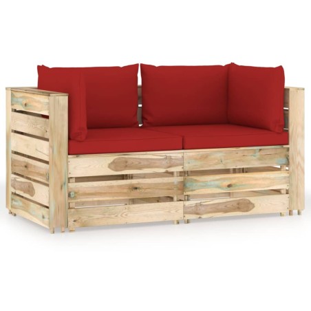 2-Sitzer Outdoor-Sofa mit Kissen Grün Imprägniertes Holz