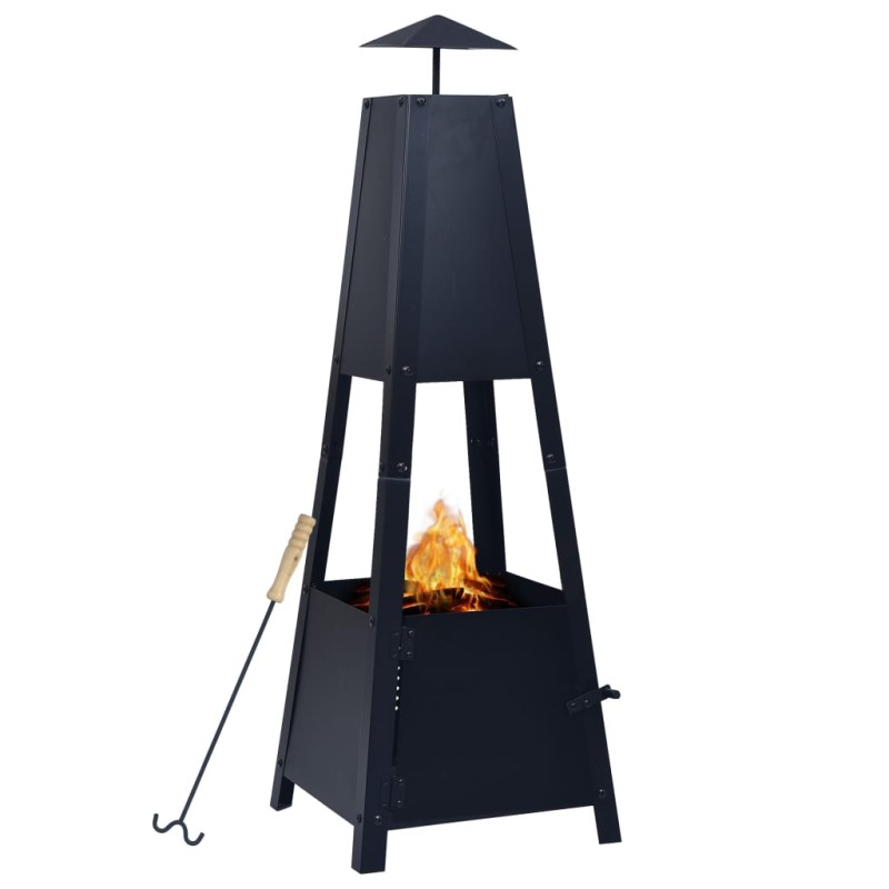 Feuerstelle Schwarz 35×35×99 cm Stahl Feuerstelle Schwarz 35×35×99 cm Stahl