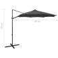 Ampelschirm mit Mast und LED Anthrazit 300 cm
