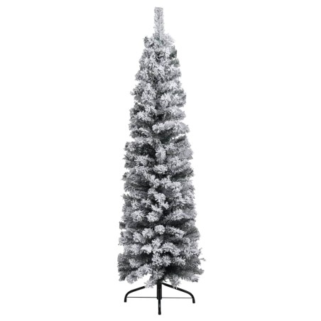 Schlanker Künstlicher Weihnachtsbaum Beschneit Grün 150 cm PVC