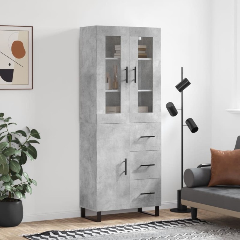 Highboard Betongrau 69,5x34x180 cm Holzwerkstoff Highboard Betongrau 69,5x34x180 cm Holzwerkstoff