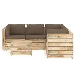 6-tlg. Garten-Lounge-Set mit Kissen Grün Imprägniertes Holz