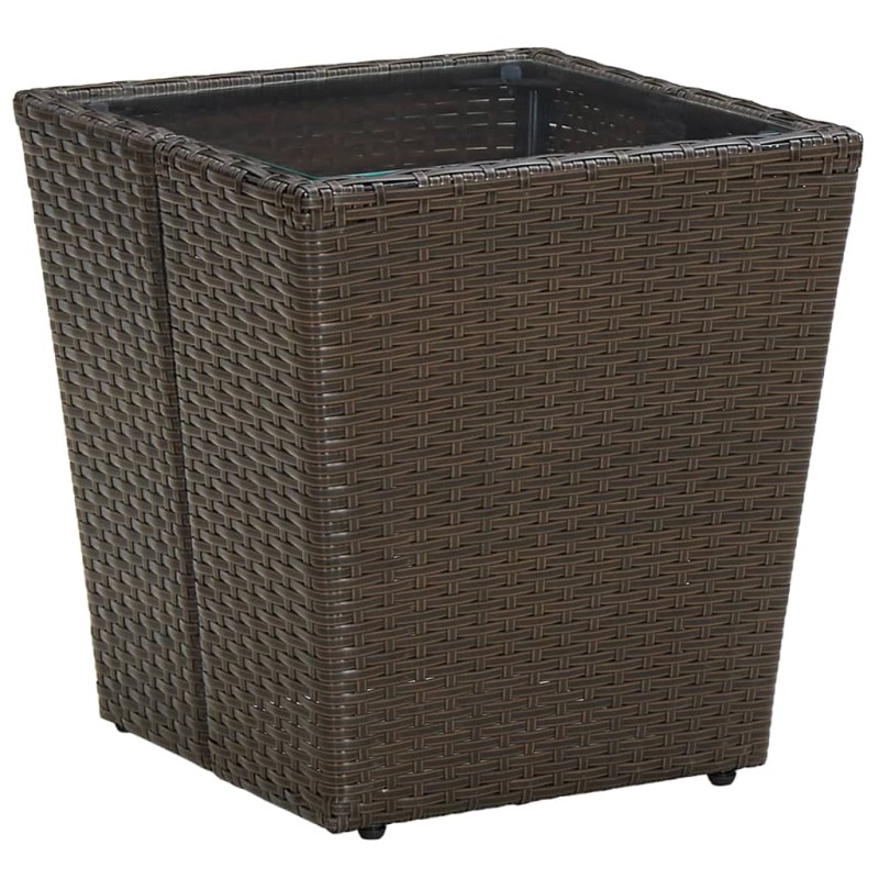 Beistelltisch Braun 41,5x41,5x44 cm Poly Rattan und Hartglas Beistelltisch Braun 41,5x41,5x44 cm Poly Rattan und Hartglas