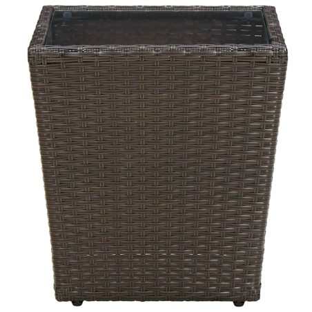 Beistelltisch Braun 41,5x41,5x44 cm Poly Rattan und Hartglas