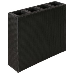 vidaXL Garten-Hochbeet mit 4 Töpfen Poly Rattan Schwarz 