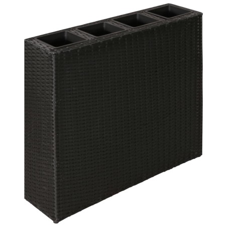 vidaXL Garten-Hochbeet mit 4 Töpfen Poly Rattan Schwarz 