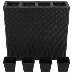 vidaXL Garten-Hochbeet mit 4 Töpfen Poly Rattan Schwarz 