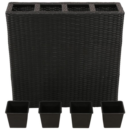 vidaXL Garten-Hochbeet mit 4 Töpfen Poly Rattan Schwarz 