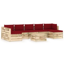 8-tlg. Garten-Lounge-Set mit Kissen Grün Imprägniertes Holz