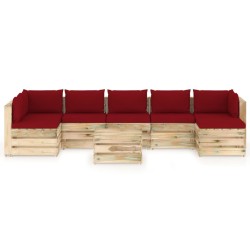 8-tlg. Garten-Lounge-Set mit Kissen Grün Imprägniertes Holz