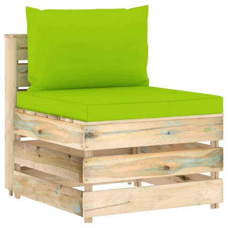 Modulares Mittelsofa mit Kissen Grün Imprägniertes Holz