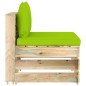Modulares Mittelsofa mit Kissen Grün Imprägniertes Holz Modulares Mittelsofa mit Kissen Grün Imprägniertes Holz