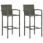 vidaXL Barhocker 2 Stk. Grau Poly Rattan vidaXL Barhocker 2 Stk. Grau Poly Rattan