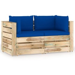 2-Sitzer Outdoor-Sofa mit Kissen Grün Imprägniertes Holz