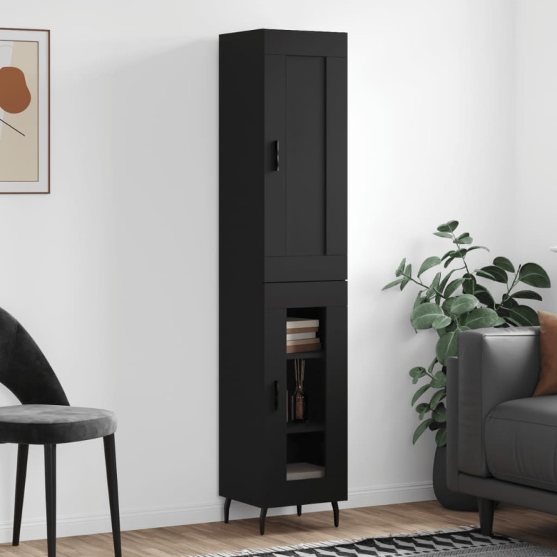 Highboard Schwarz 34,5x34x180 cm Holzwerkstoff Highboard Schwarz 34,5x34x180 cm Holzwerkstoff