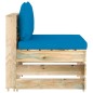 Modulares Mittelsofa mit Kissen Grün Imprägniertes Holz Modulares Mittelsofa mit Kissen Grün Imprägniertes Holz