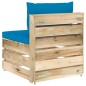 Modulares Mittelsofa mit Kissen Grün Imprägniertes Holz Modulares Mittelsofa mit Kissen Grün Imprägniertes Holz