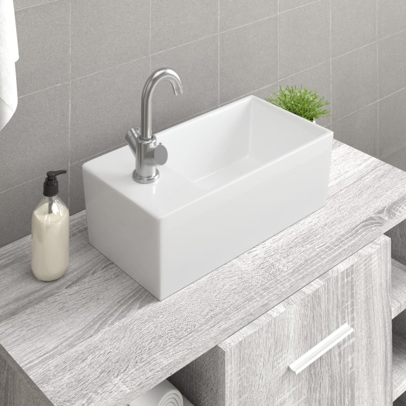 Waschbecken Weiß 48x25x15 cm Keramik Waschbecken Weiß 48x25x15 cm Keramik