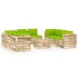 9-tlg. Garten-Lounge-Set mit Kissen Grün Imprägniertes Holz 9-tlg. Garten-Lounge-Set mit Kissen Grün Imprägniertes Holz