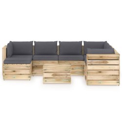 8-tlg. Garten-Lounge-Set mit Kissen Grün Imprägniertes Holz
