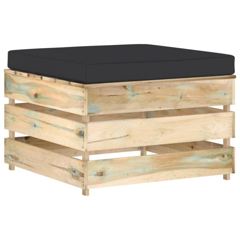Modulare Ottomane mit Kissen Grün Imprägniertes Holz Modulare Ottomane mit Kissen Grün Imprägniertes Holz