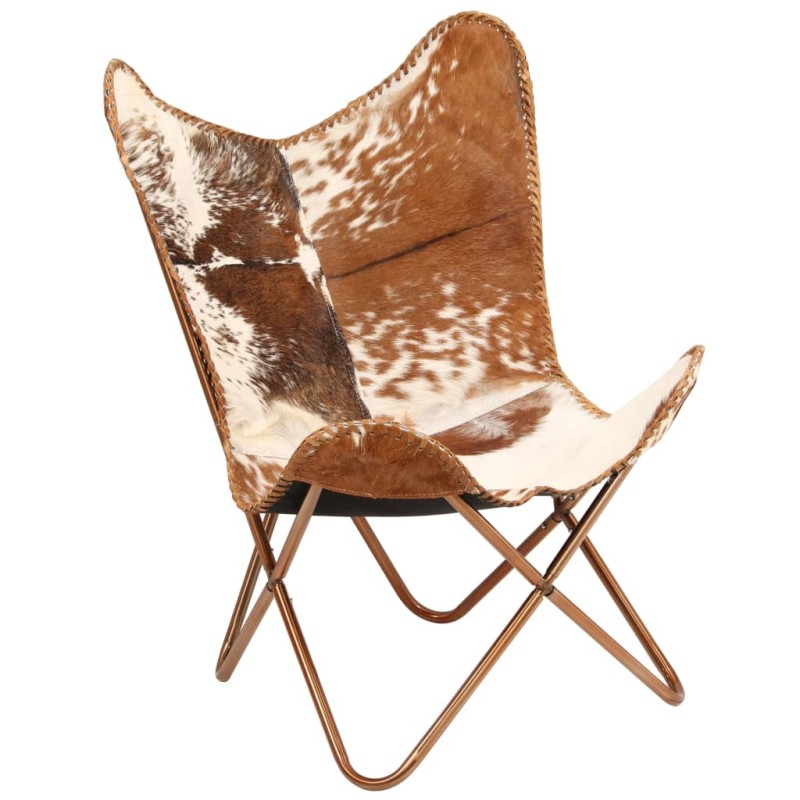 Butterfly-Sessel Braun und Weiß Echtes Ziegenleder Butterfly-Sessel Braun und Weiß Echtes Ziegenleder