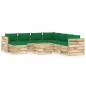 9-tlg. Garten-Lounge-Set mit Kissen Grün Imprägniertes Holz 9-tlg. Garten-Lounge-Set mit Kissen Grün Imprägniertes Holz