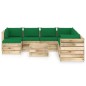 9-tlg. Garten-Lounge-Set mit Kissen Grün Imprägniertes Holz 9-tlg. Garten-Lounge-Set mit Kissen Grün Imprägniertes Holz