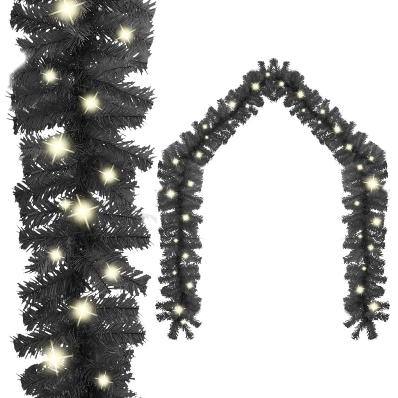 Weihnachtsgirlande mit LED 10 m Schwarz Weihnachtsgirlande mit LED 10 m Schwarz