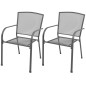 Stapelbare Gartenstühle 2 Stk. Stahl Grau Stapelbare Gartenstühle 2 Stk. Stahl Grau