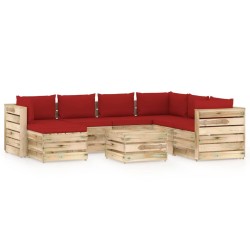 8-tlg. Garten-Lounge-Set mit Kissen Grün Imprägniertes Holz