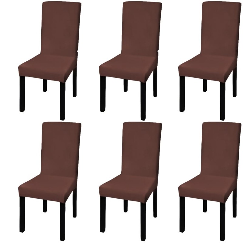 Stretch-Stuhlhussen Gerade 6 Stk. Braun Stretch-Stuhlhussen Gerade 6 Stk. Braun