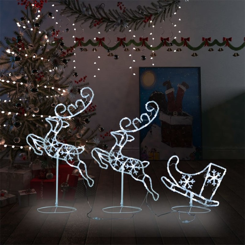 vidaXL Weihnachtsdeko LED Rentiere & Schlitten Acryl 260x21x87 cm vidaXL Weihnachtsdeko LED Rentiere & Schlitten Acryl 260x21x87 cm