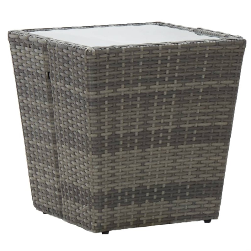 Beistelltisch Grau 41,5×41,5×43 cm Poly Rattan und Hartglas Beistelltisch Grau 41,5×41,5×43 cm Poly Rattan und Hartglas