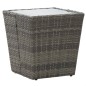 Beistelltisch Grau 41,5×41,5×43 cm Poly Rattan und Hartglas Beistelltisch Grau 41,5×41,5×43 cm Poly Rattan und Hartglas