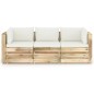 3-Sitzer Outdoor-Sofa mit Kissen Grün Imprägniertes Holz 3-Sitzer Outdoor-Sofa mit Kissen Grün Imprägniertes Holz