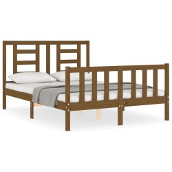 Massivholzbett mit Kopfteil Honigbraun