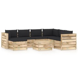 8-tlg. Garten-Lounge-Set mit Kissen Grün Imprägniertes Holz