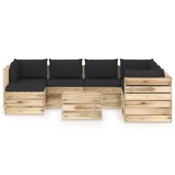 8-tlg. Garten-Lounge-Set mit Kissen Grün Imprägniertes Holz