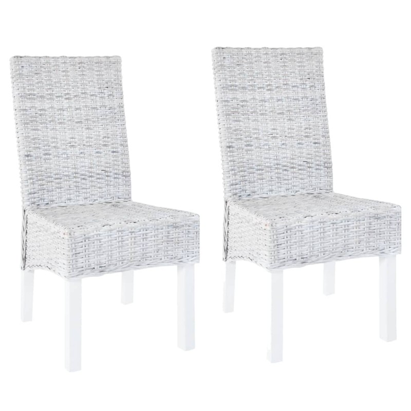 Esszimmerstühle 2 Stk. Hellbraun Kubu Rattan und Mangoholz Esszimmerstühle 2 Stk. Hellbraun Kubu Rattan und Mangoholz