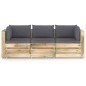 3-Sitzer Outdoor-Sofa mit Kissen Grün Imprägniertes Holz 3-Sitzer Outdoor-Sofa mit Kissen Grün Imprägniertes Holz