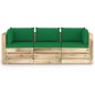 3-Sitzer Outdoor-Sofa mit Kissen Grün Imprägniertes Holz 3-Sitzer Outdoor-Sofa mit Kissen Grün Imprägniertes Holz