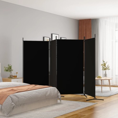 vidaXL 4-tlg. Paravent Schwarz 346x180 cm Stoff