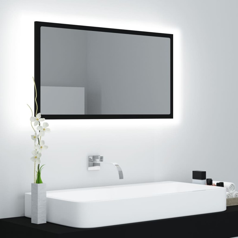 LED-Badspiegel Schwarz 80x8,5x37 cm Acryl LED-Badspiegel Schwarz 80x8,5x37 cm Acryl