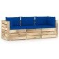 3-Sitzer Outdoor-Sofa mit Kissen Grün Imprägniertes Holz 3-Sitzer Outdoor-Sofa mit Kissen Grün Imprägniertes Holz