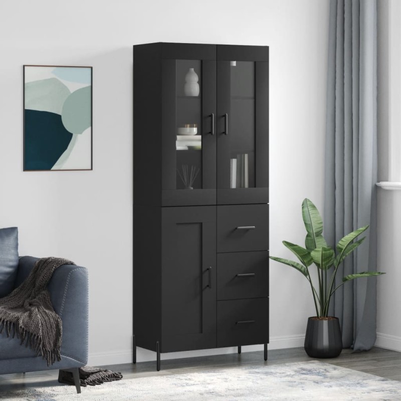 Highboard Schwarz 69,5x34x180 cm Holzwerkstoff Highboard Schwarz 69,5x34x180 cm Holzwerkstoff