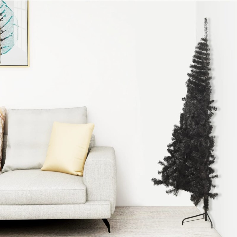 Künstlicher Halb-Weihnachtsbaum mit Ständer Schwarz 180 cm PVC Künstlicher Halb-Weihnachtsbaum mit Ständer Schwarz 180 cm PVC