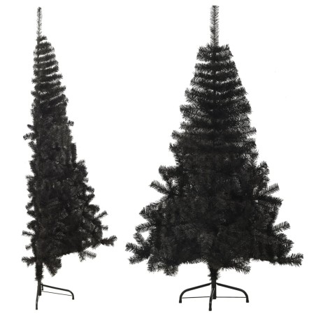 Künstlicher Halb-Weihnachtsbaum mit Ständer Schwarz 180 cm PVC